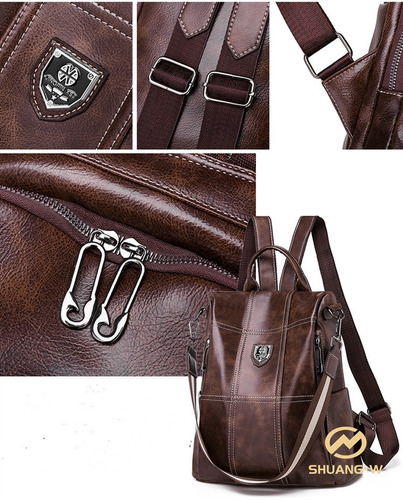 Imagen 3 de 9 de Bolso Backpack Cuero Suave Sintético Para Mujeres Moda 2019