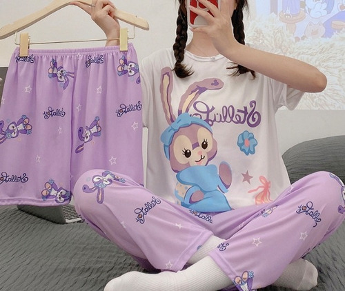 Pijamas De Mujer Mangas Largas Y Cortas Tiedye Shorts 3 Pcs