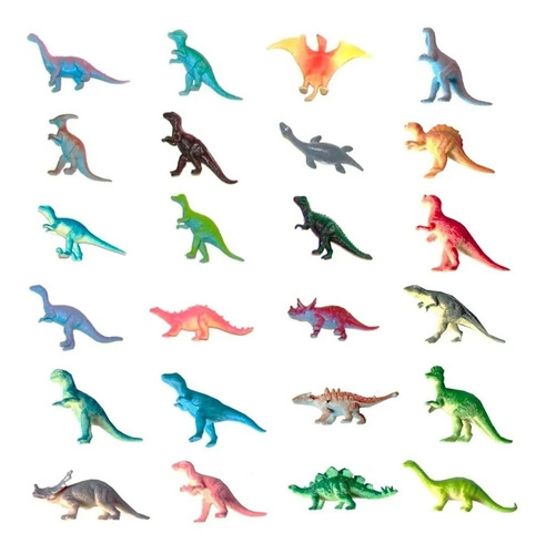 Dinosaurios De Goma X20 Dinos Colores P/ Souvenir Terrario