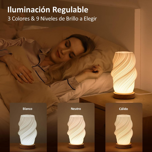 Lámpara De Mesa Led Regulable Con Control Y Usb