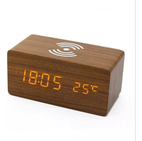 Reloj Pantalla De Madera C/ Temperatura Con Usb De Oficina 