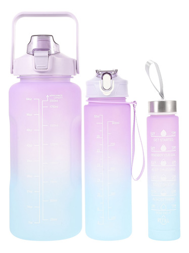 Juego De 3 Botellas De Agua Para Entrenamiento, 2 Litros, 90