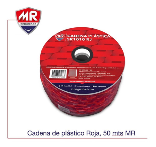 Cadena De Plastico Roja Eslabón 0.6cm Sr1010-am 5o Mt Mr