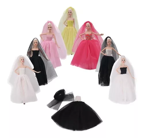 Compre Vestido de casamento de renda colorida para boneca barbie