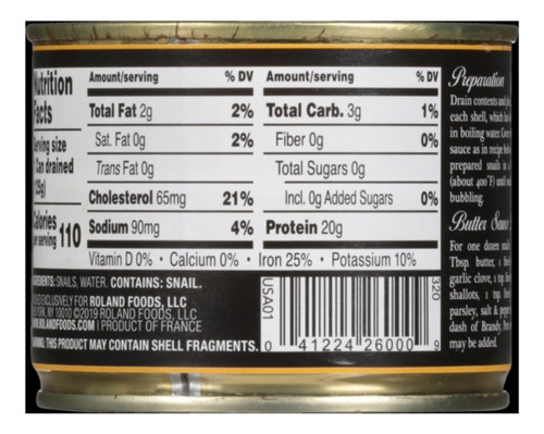 Escargots Roland Very Large Snails 125g Importado Raro