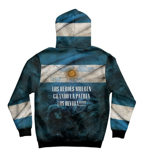 Imagen 2 de 2 de Buzo Hoodie Homenaje Malvinas Argentinas Mod 2