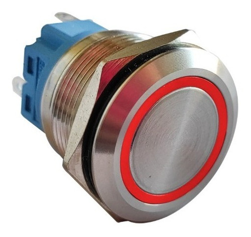 Pulsador De Metal Led Rojo 22mm -con Retención + Cable Conec