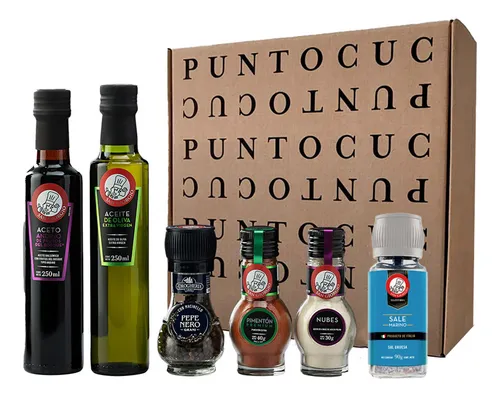 Kit Condimentos Básicos Gourmet Aceit Oliva Ajo Sal Gift Box