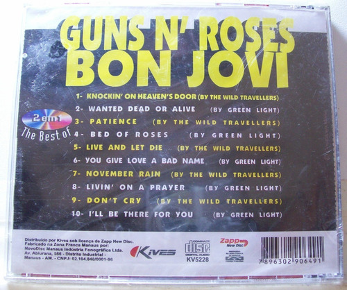 Guns N' Roses / Bon Jovi The Best Of Tributo Cd Lacrado Orig