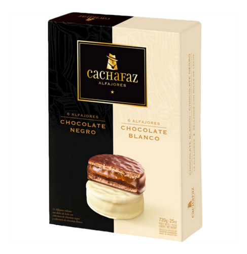 Alfajor Mixto Chocolate Negro Y Blanco Cachafaz X 12u