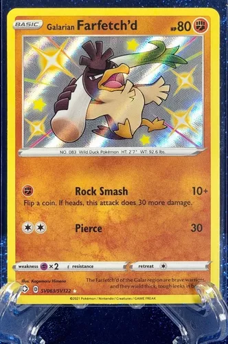 Original Carta Pokemon ultra rara Farfetch'd de Galar shiny em Promoção na  Americanas