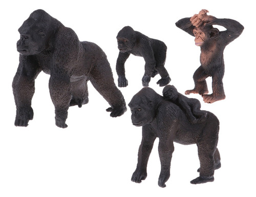 4 Piezas Simulación Gorila Familia Figura Juguete Animal