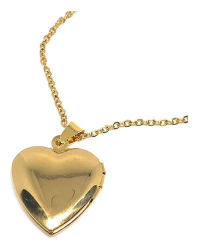Imagen 2 de 10 de Relicario Acero Inoxidable Dorado Corazon