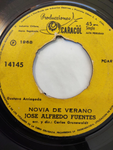 Vinilo Single De Jose Alfredo Fuentes - La Novia Del V( U72 (Usado)