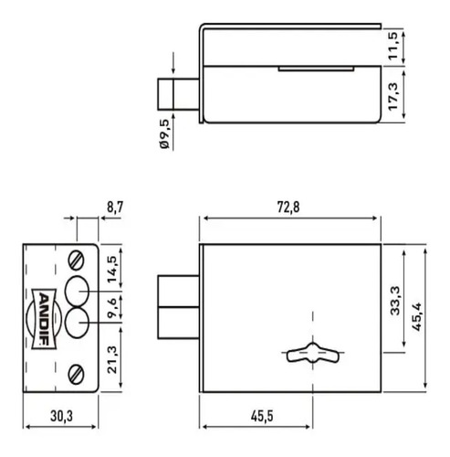 Imagen 4 de 4 de Cerrojo Andif 854 Para Puerta De Cristal.