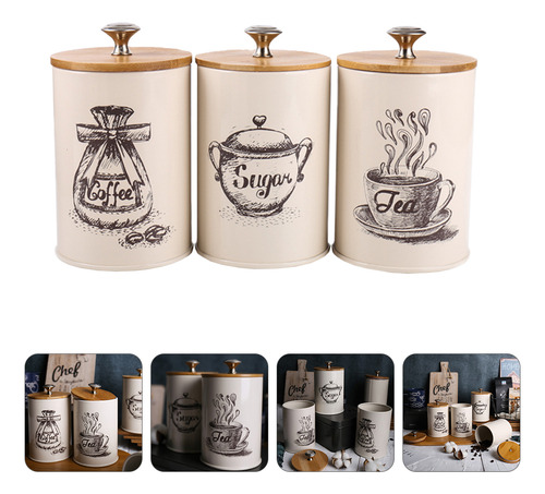 3 Latas Sellables Para Café, Tarros De Cocina Para Almacenar