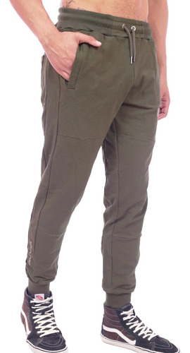 Jogger Deportivo Color Verde Militar Con Cierres Para Hombre