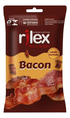 Camisinha Preservativo Lubrificado Com Aroma De Bacon 3 Unid