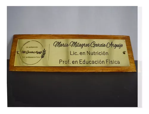 Placa Personalizada De Bronce Con Base De Madera. P/exterior