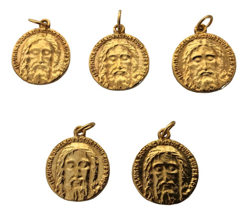 Medalla De La Santa Faz Baño En Chapa De Oro (5 Piezas)