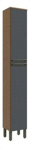 Armário Cozinha Compacta Paneleiro Simples 2 Portas Nápoli Cor Castanho com Chumbo