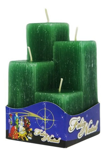 Imagem 1 de 2 de Kit 4 Velas Aromáticas Natal Quadradas Advento - Verdes