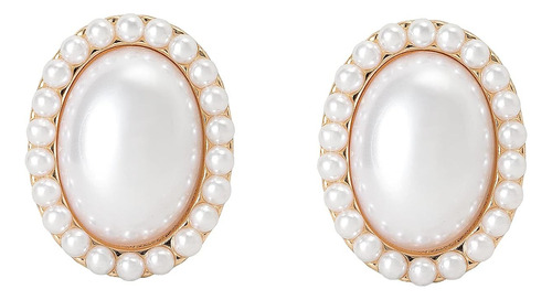Pendientes De Clip De Perlas Para Mujer, Pendientes Ovalados