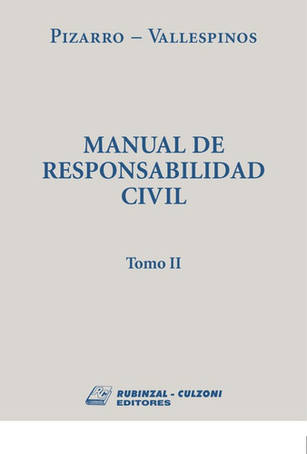 Manual De Responsabilidad Civil Tomo Ii (t), De Pizarro, Ramón Daniel / Vallespinos, Carlos Gustavo. Editorial Rubinzal Culzoni, Tapa Blanda, Edición 1 En Español, 2020