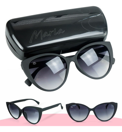 Oculos Sol Gatinho Feminino Proteção Uv + Case Delicado Moda