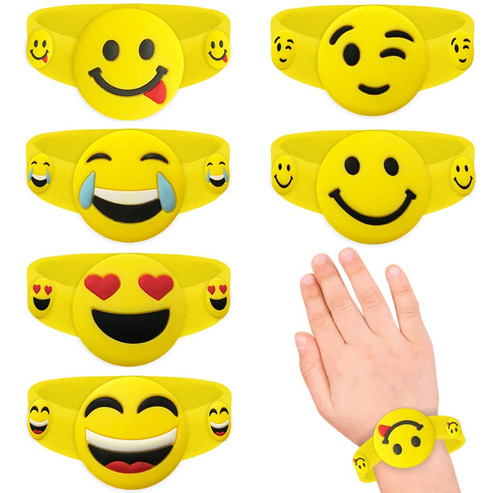 Artcreativity Pulseras De Emoticones Para Ninos, Juego De 6,