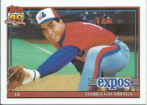 Barajita Andres Galarraga Topps 1991 #610 Expos Montreal