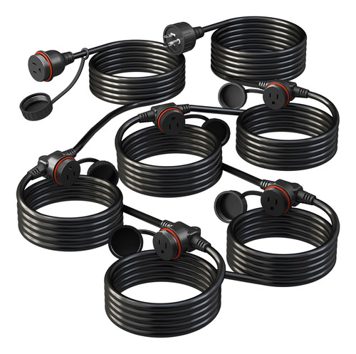 Cable De Extension Negro De 50 Pies Para Exteriores, Espacia