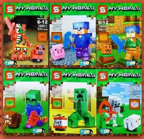 Kit 13 Bonecos Minifigures Blocos De Montar Minecraft Top