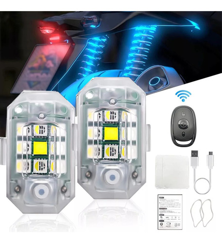 Luz Estroboscópica Led Para Motocicletas 7 Colores Recargabl