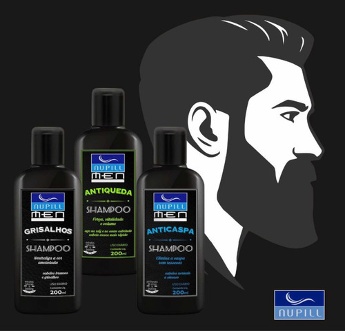 Shampoo Anticaspa Nupill Men Cabelos Livre De Caspa 200ml