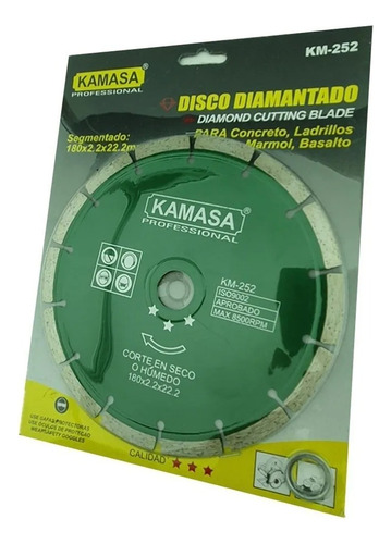 Disco Diamantado 7 180mm Corte Segmentado Concreto Kamasa