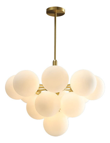 Candelabro Led 5 Luz Moderna Globo Cristal Colgante Dorado