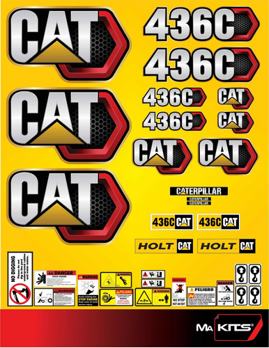 Kit De Calcomanías Para Maquinaria 436c Cat Retro Hexagonal