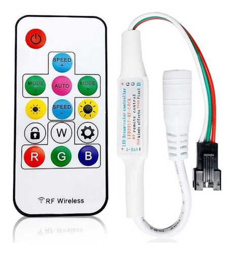 Mini Controladora R/f C/control Pixel Led Ws2812 Plug&play Luz Rgb