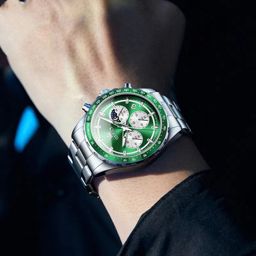 Reloj De Acero Inoxidable 2945 Chronograph Luminous Para Hom
