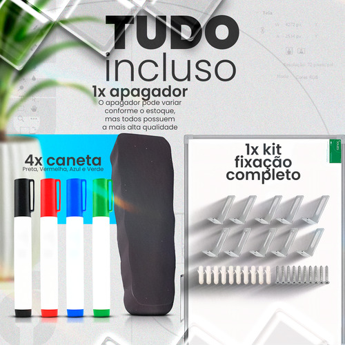 Lousa Quadro Branco 200 X 120 Cm Moldura Alumínio Brindes