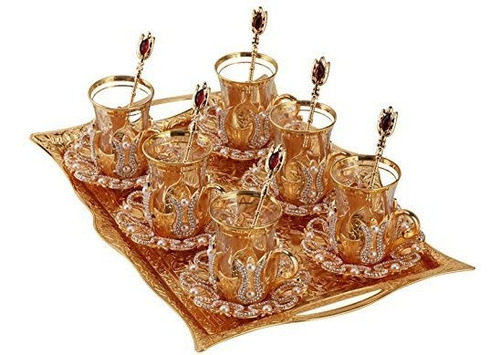 Imagen 2 de 7 de Taza (juego De 6) Juego De Vasos De Té Turco Con Platos, Cu