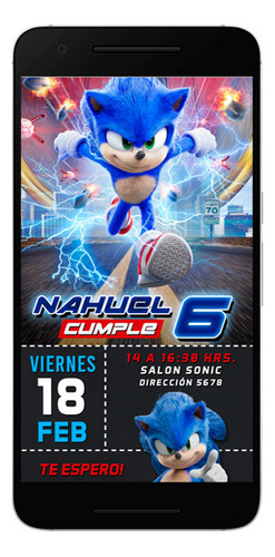 Tarjeta De Cumpleaños Digital Sonic 2 Formatos