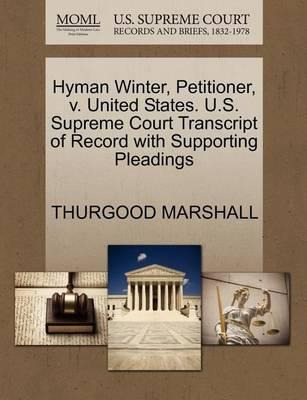 Libro Hyman Winter, Petitioner, V. United States. U.s. Su...