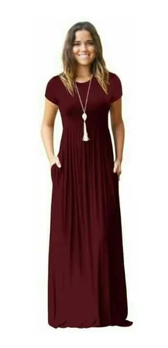 Vestido Longo Vinho Simples MercadoLivre