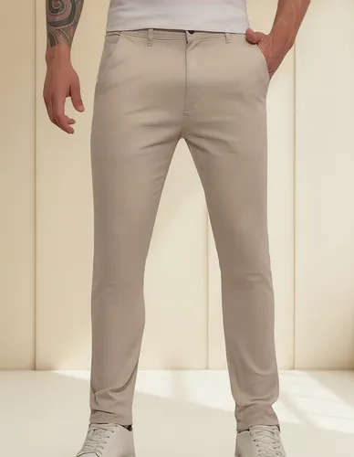 Calça Sarja Masculina Bege Areia Esporte Fino Alfaiataria
