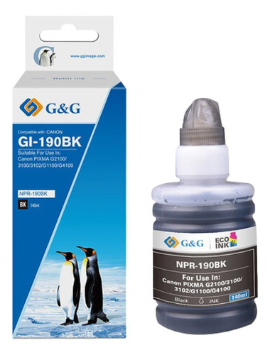 Tinta Refill Ink Para Canon Gi-190 /790/890/990 Negro 140 Ml