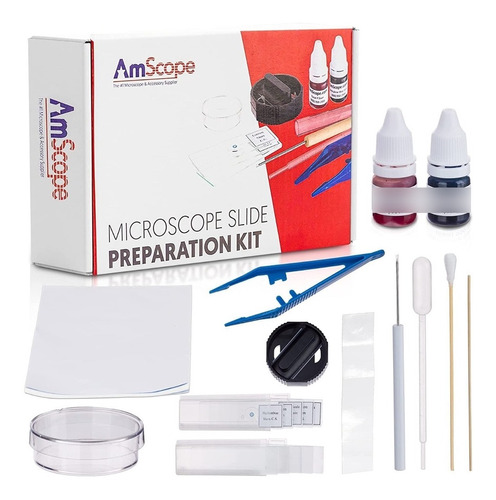 Amscope Sp-14 Kit De Preparación De Diapositivas Microscopio