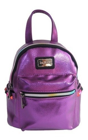 Mochila Zaphir Metalizada Con Tachas Y Cierres Multicolor