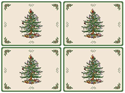 Placemats De Tapa Dura De Árbol De Navidad , Set De 4